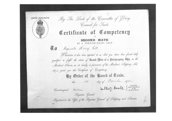 Certificate of Competency - Second Mate 11 Dec 1903